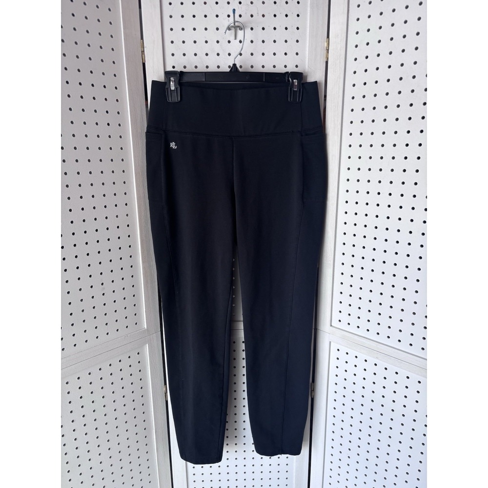Lauren Ralph Lauren Pull On Leggings Women's M Black Poly Spandex Hip Pocket